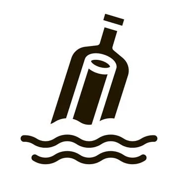 Message In Bottle Icon Vector Glyph Illustration Stock Illustration