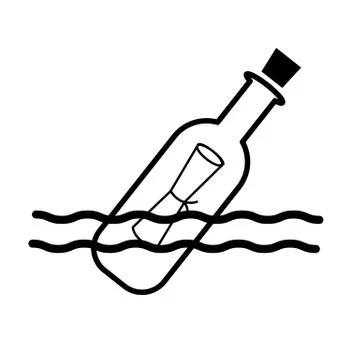 Message in the bottle icon on white background. pirates symbol. Stock Illustration