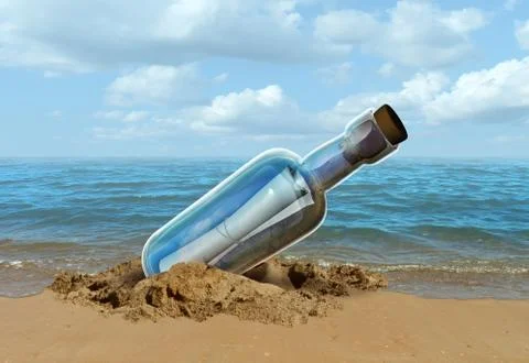 Message In A Bottle Stock Illustration