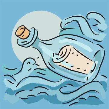 Message in A Bottle Illustration Stock Illustration