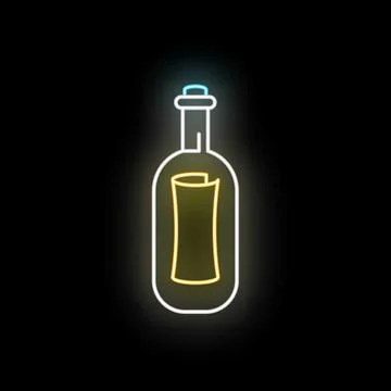 Message in a bottle neon light icon Illustration