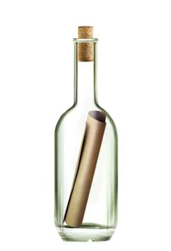 Message in bottle with path l Stock Photos