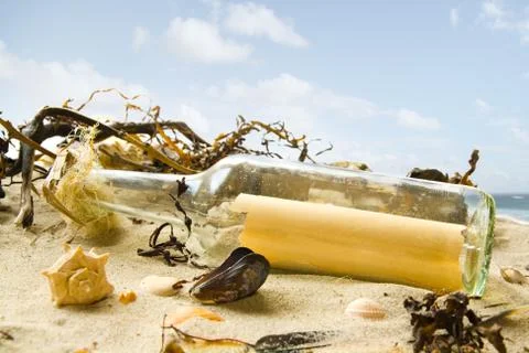 Message in a bottle Stock Photos