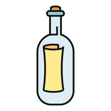 Message in a bottle with scroll for communication Stock Illustration