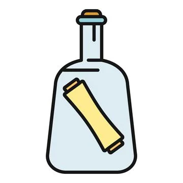 Message in a bottle with scroll inside icon Stock Illustration