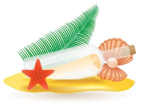 Message in a bottle for sos illustration Stock Illustration