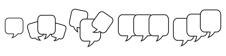Message box line icon set. Speech bubbles line silhouettes. Vector illustration  Stockillustratie