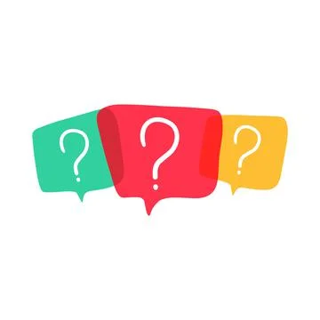 Message box with question mark. Cartoon chat icon, hand drawn request symbol Stock Illustration