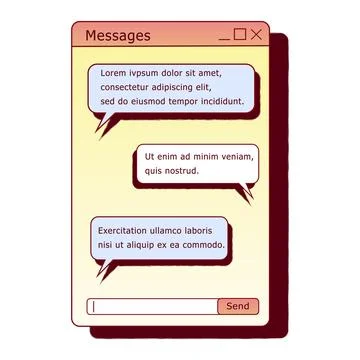 Message box. Retro PC user interface aestetic. Illustrazione stock