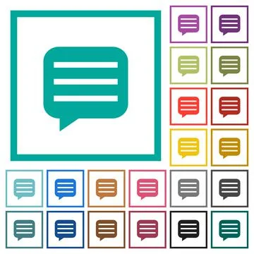 Message box with rows flat color icons with quadrant frames Stock Illustration