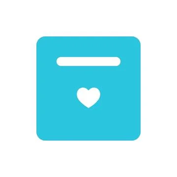 Message box on white background. Likes box. Blue icon. Symbol. From blue ic.. Stock Illustration