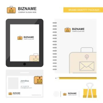 Message briefcase Business Logo, Tab App, Diary PVC Employee Card and USB Bra 库存插图