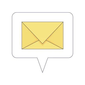 Message bubble with envelope 2D cartoon object Ilustração Stock