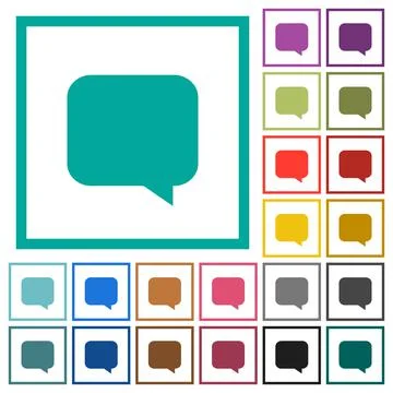 Message bubble flat color icons with quadrant frames Stock Illustration
