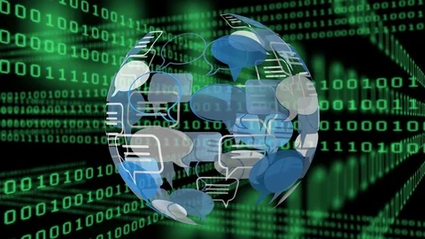 Message bubble icon and binary codes Stock Footage 108874584