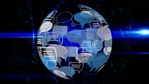 Message bubble icon and binary codes Stock Footage 108877764