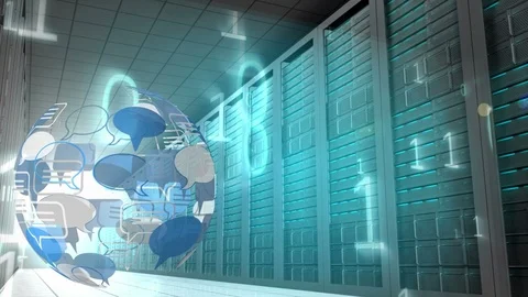 Message bubble icon and binary codes Stock Footage 108880176