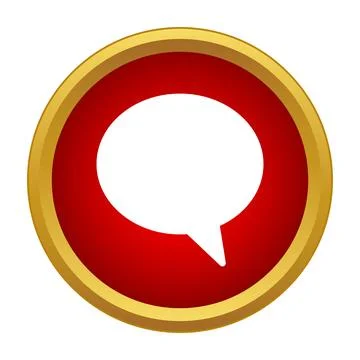 Message bubble icon in red gold circle Stock Illustration