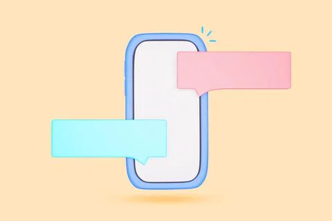 Message bubble mobile messaging text communication concept with modern 3d render Stock Illustration