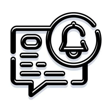Message bubble receiving a bell notification alert Stock Illustration