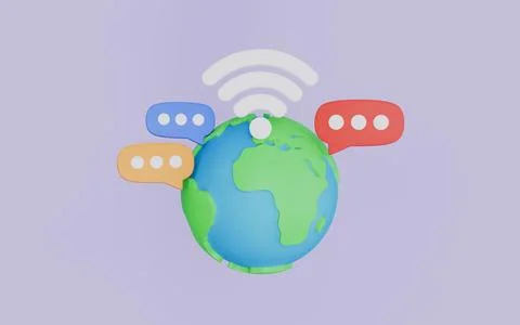 Message bubble social media for website app, Globe chat bubbles icon Stock Illustration