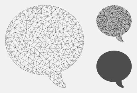 Message Bubble Vector Mesh Network Model and Triangle Mosaic Icon Stock Illustration
