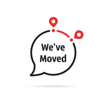 Message bubble with we ve moved text Illustrazione stock