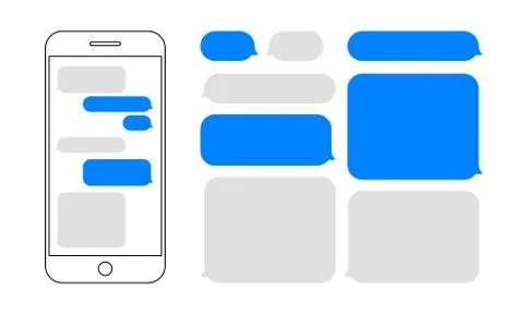 Message bubbles chat on smartphone icons. Vector design template of message b Illustrazione stock