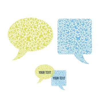 Message bubbles. Dialogue clouds from butterflies or moth Stock Illustration