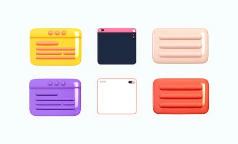 Message bubbles, push notification symbol. Realistic 3d design of objects. Se Stock Illustration