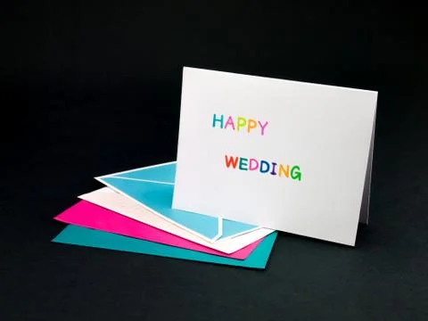 Message Card for Your Family and Friends; Happy Wedding Stock Photos