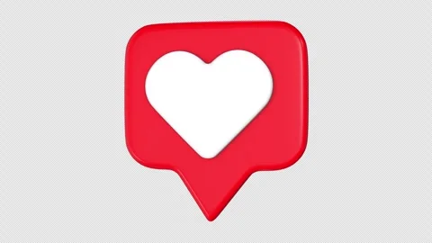 Message Chat with 3D Heart Shape Icon Rotating on a Transparent Background. Stock Footage 285960671