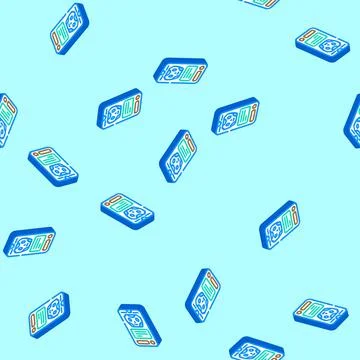 Message chat bot isometric icon seamless pattern Stock Illustration