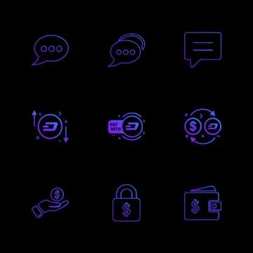 Message , chat ,conversation , money , dollar , wallet , lock , help , crypto Illustrazione stock