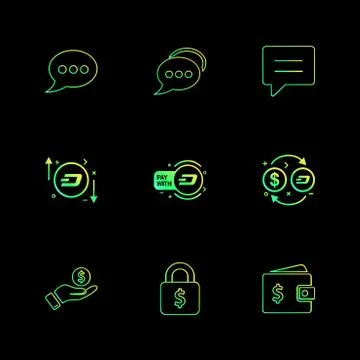 Message , chat ,conversation , money , dollar , wallet , lock , help , crypto Illustrazione stock