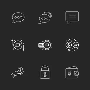 Message , chat ,conversation , money , dollar , wallet , lock , help , crypto Illustrazione stock