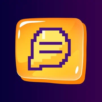 Message in chat glossy ui button with pixelated color icon Stock Illustration