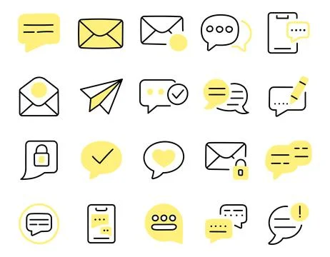 Message chat icon set communication Stock Illustration