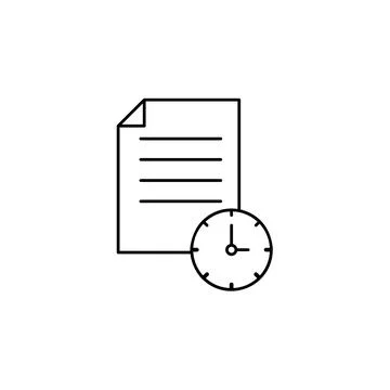 Message, clock, document icon. Simple line, outline vector of information tra Illustrazione stock