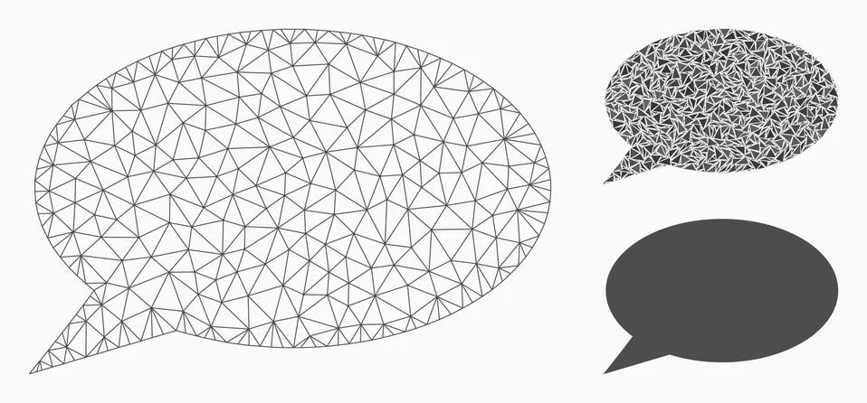 Message Cloud Vector Mesh 2D Model and Triangle Mosaic Icon Stock Illustration