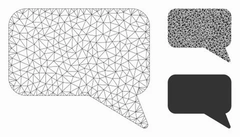 Message Cloud Vector Mesh Wire Frame Model and Triangle Mosaic Icon Stock Illustration