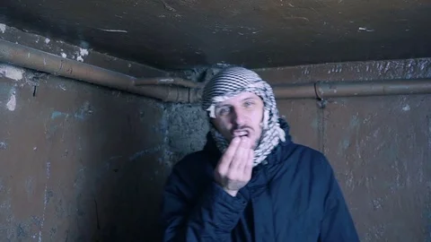 The message of the comical evil Mujahideen. Kiss for you Stock Footage 82512695