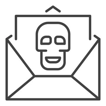 Message with Computer Virus vector Spam thin line icon or symbol Stock Illustration