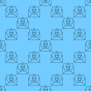 Message with Computer Virus vector Spam thin line seamless pattern 스톡 일러스트