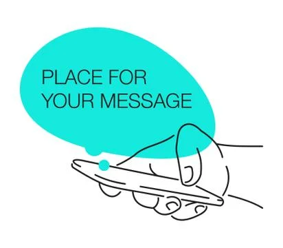 Message concept - drawn smart phone in hands Stock Illustration