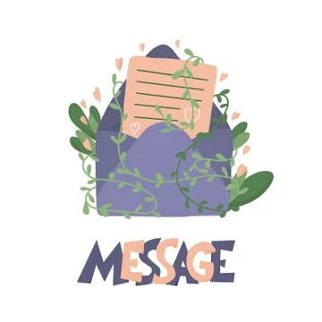 Message concept. Open mail envelop and phone screen with text. Vector illustr Stock Illustration