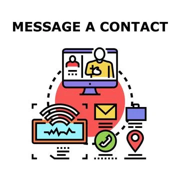 Message a contact concept using various communication channels Stock Illustration