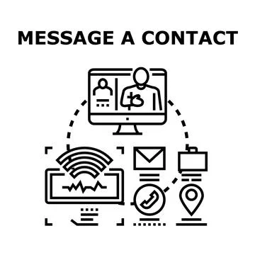 Message a contact concept using various communication channels Stock Illustration