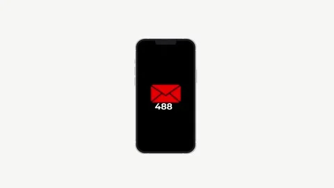 Message Count Notification Phone Animation on White Background Stock Footage 314978089