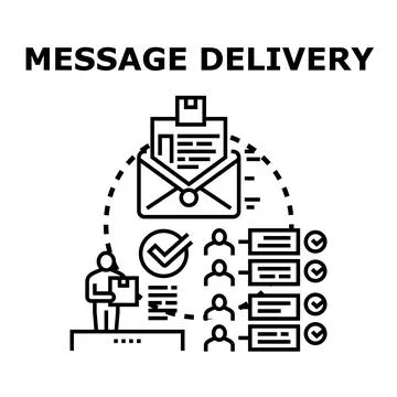 Message delivery sending and receiving communication process Stock Illustration